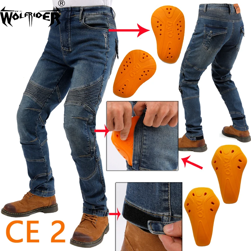 

Motorcycle riding jeans Off-road Outdoor motorcycle Men's Jean/cycling Pants Protect Equipment WF-035