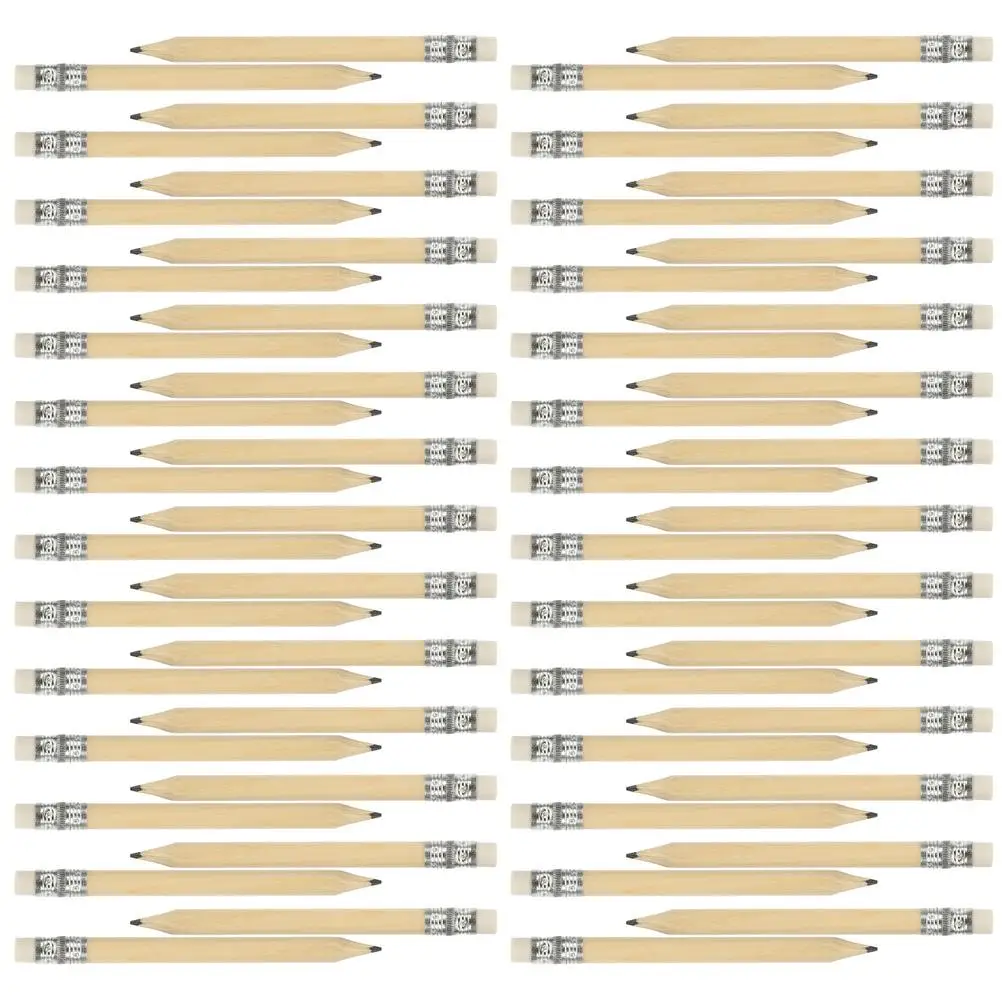 

40pcs Wooden Natural Short Golf Sketching Mini Round Wooden Pencils Rod Short Pencils Erasers Writing Tool Supplies