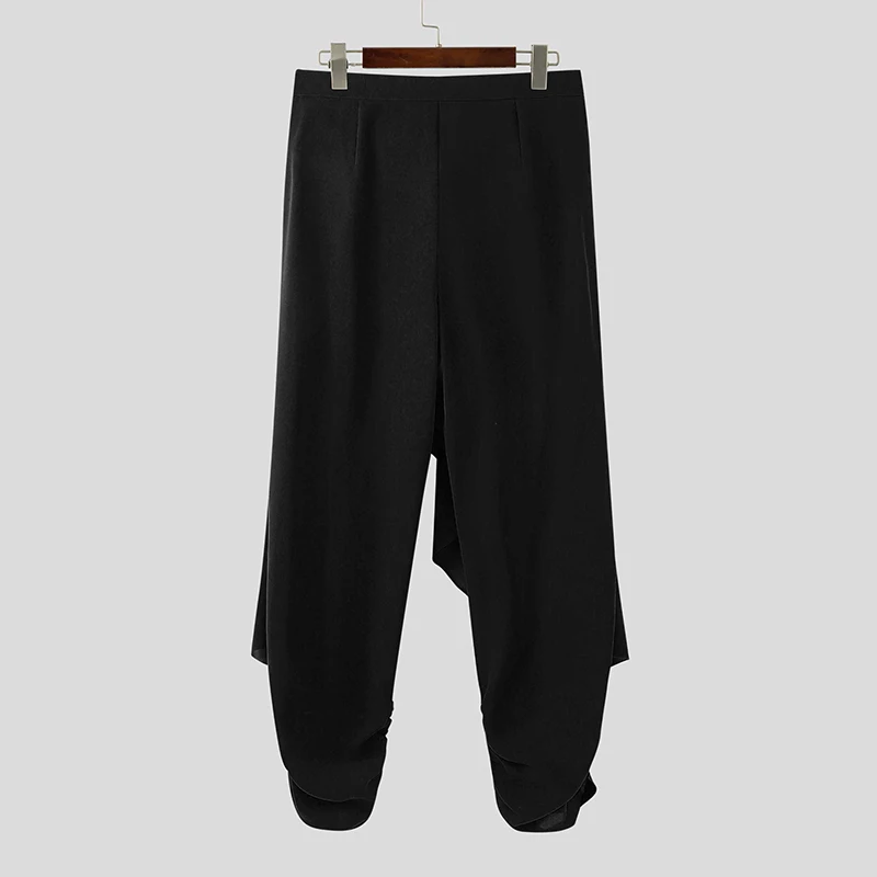 INCERUN Herren Unregelmäßige Hosen Einfarbige Jogginghose mit Schnürung Gefälschte Zweiteilige Hose Herren Streetwear Übergroße Mode Lange Hosen 2026 – Detail 9
