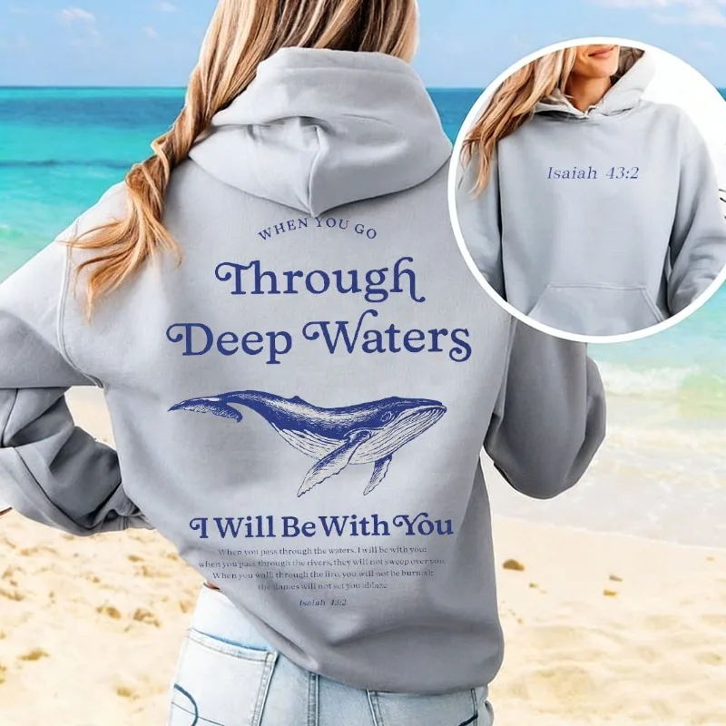 كريستيان هوديي المحيط مستوحاة نمط الشاطئ هوديي المسيحية جوز الهند فتاة الحوت يسوع هوديي المحيط الحيوان هوديي المرأة هودي #2