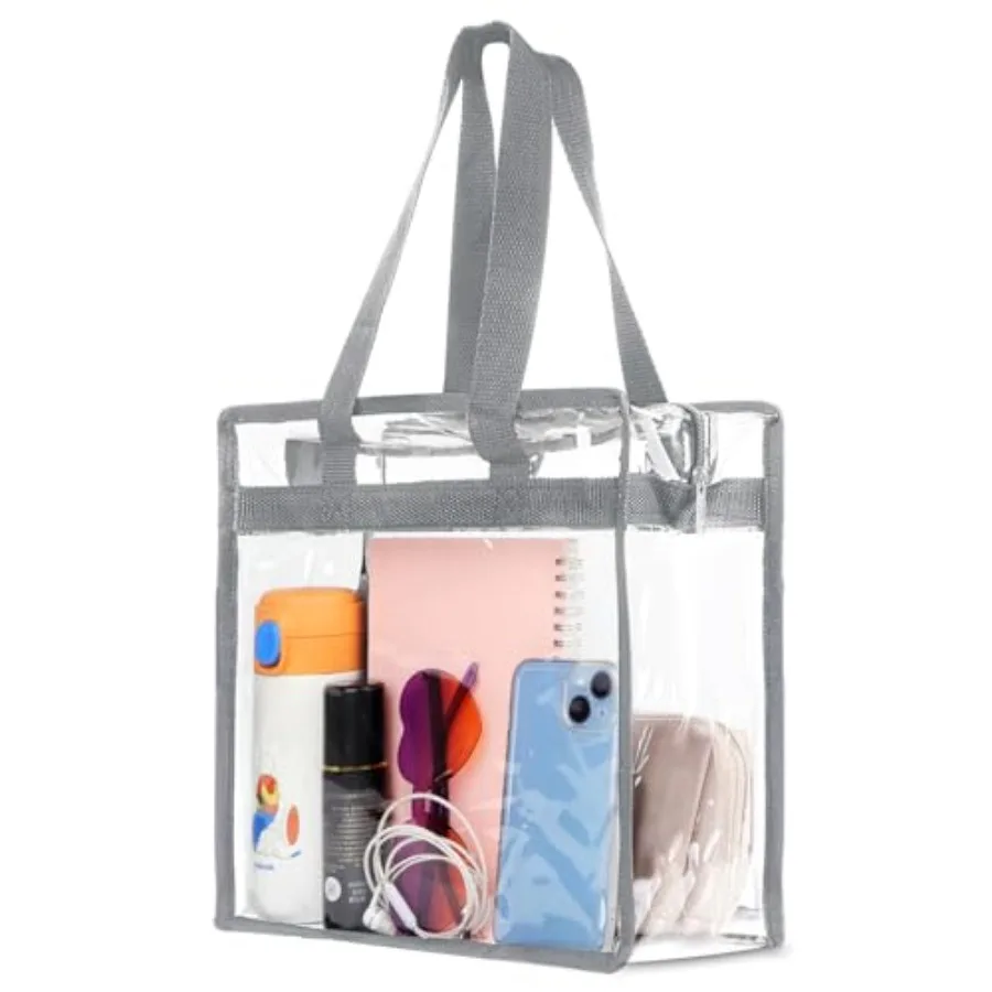 

Прозрачная сумка для стадионных мероприятий, одобренная для использования, 12x6x12, большая прозрачная сумка-тоут на молнии для спортзалов, концертов, спортивных фестивалей