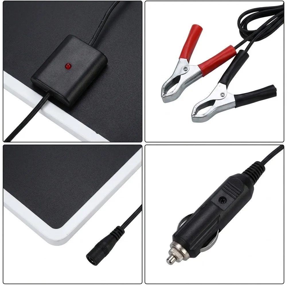 20W Monocrystalline Solar Panel with Charger and Clips for Car Yacht for rv Boat Camping 210 x 175 mm Lightweight Design