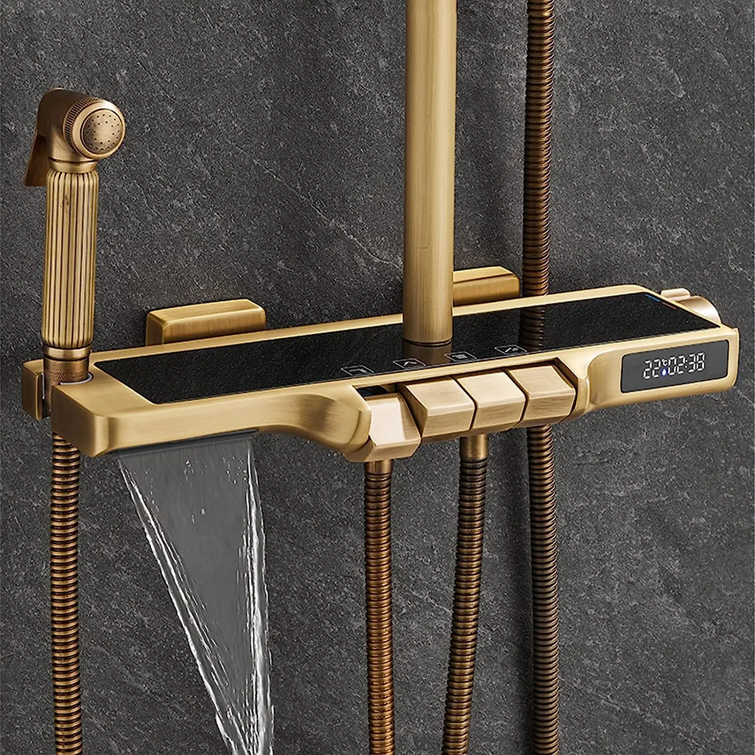 Imagem -02 - Antique Piano Digital Shower System Torneiras Misturadoras Quentes e Frias Conjunto Termostático Banheiro Melhoria Home