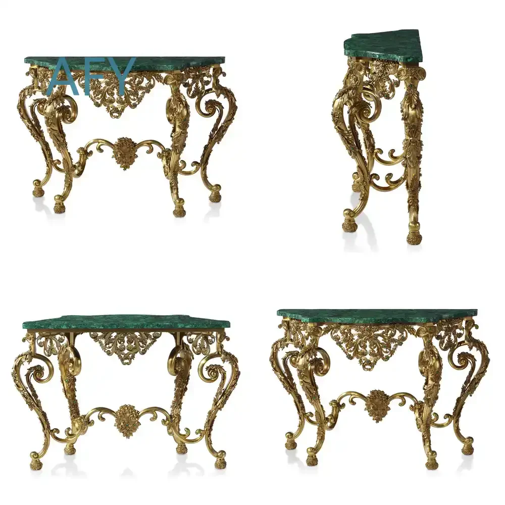 European Style Malachite Decoration Console for Home Villa Interior Decor Luxury Living Room Furniture for Modern Mansion