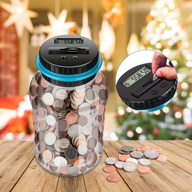Digital Counting Money Jar, Kids' Penny Bank w/ Digital Display, Christmas Halloween Gift, Coin Saving Box, Financial Education