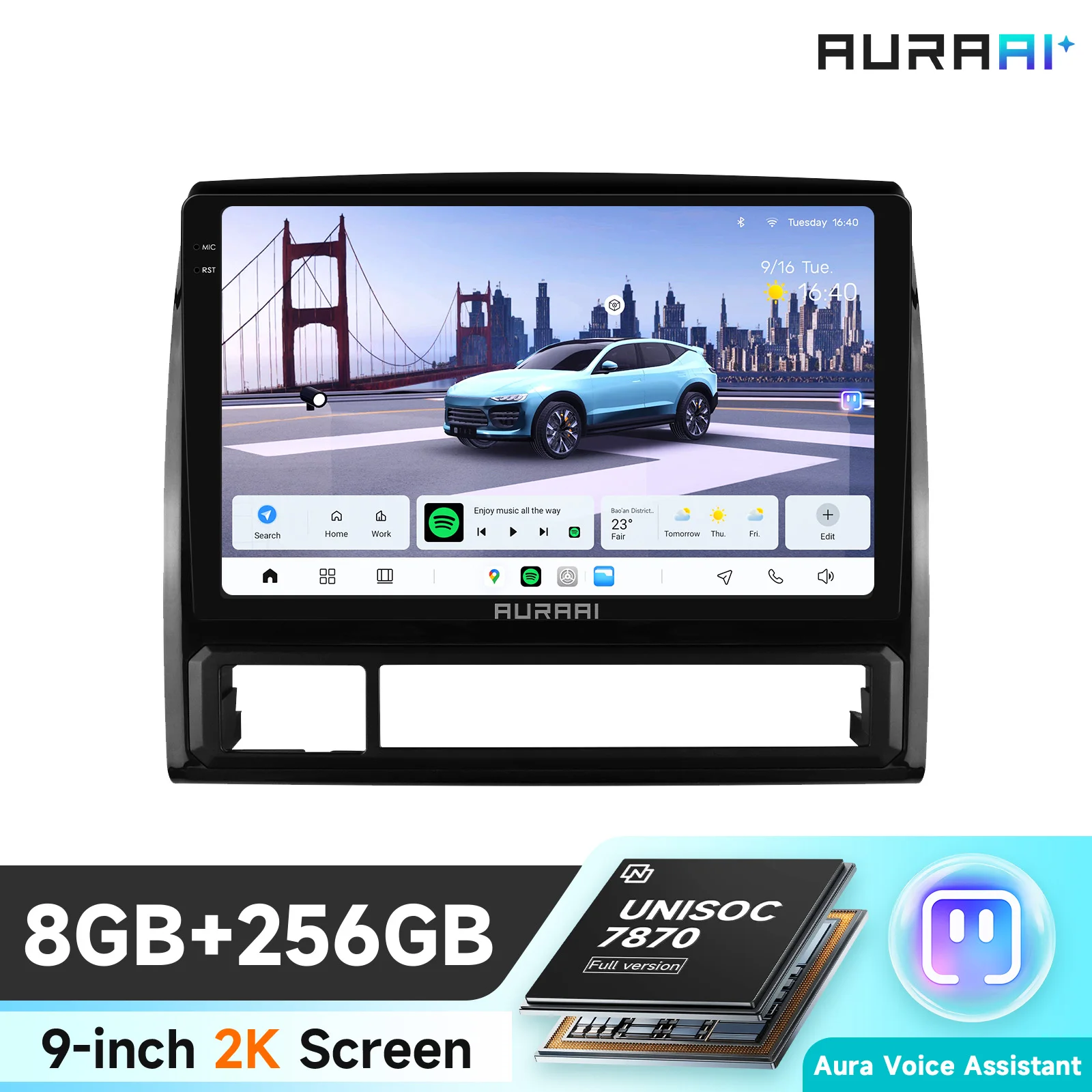 AURA AI X100 Intelligent Al Car Infotainment System GPS Navigation For Tacoma 2 Hilux 2005-2015 Multimedia Player Carplay ADAS