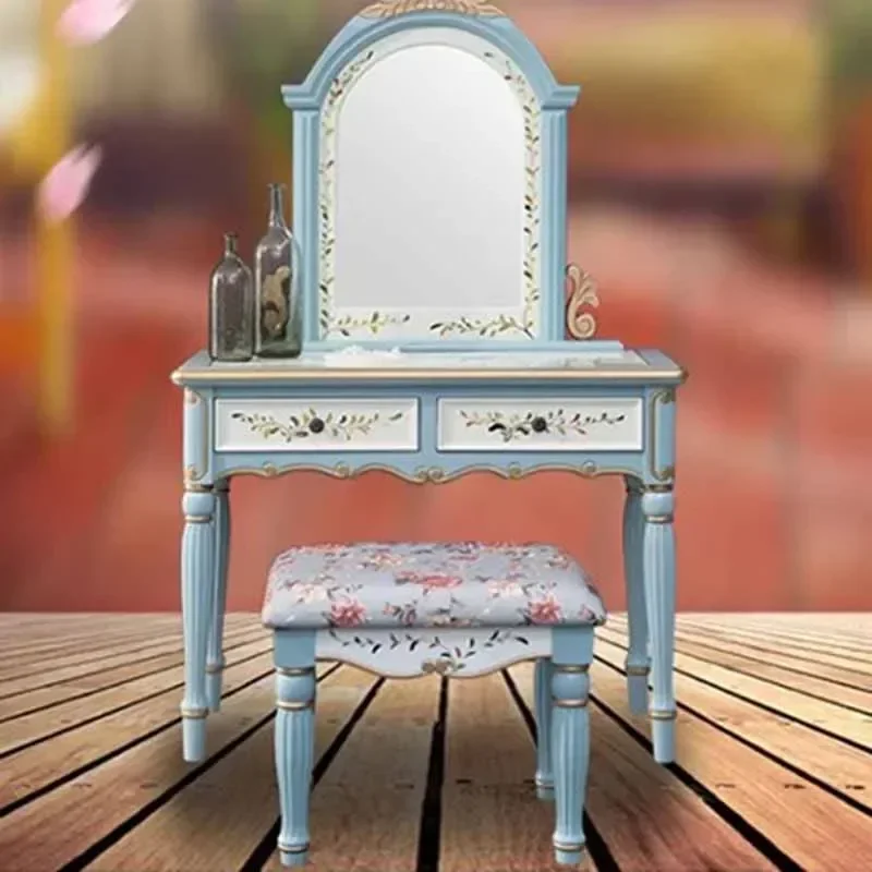 Girl Bedroom Dresser Eithe Stool Nordic Wood Hotel Luxury Makeup Dressing Table Mirror Living Room Schminktisch Furniture