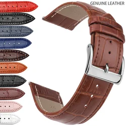 Cowhide Genuine Leather Watch Strap 12/14/16/18/20/22/24 mm Watch Pin buckle Band Soft Wrist Watchband Bracelet + Tool