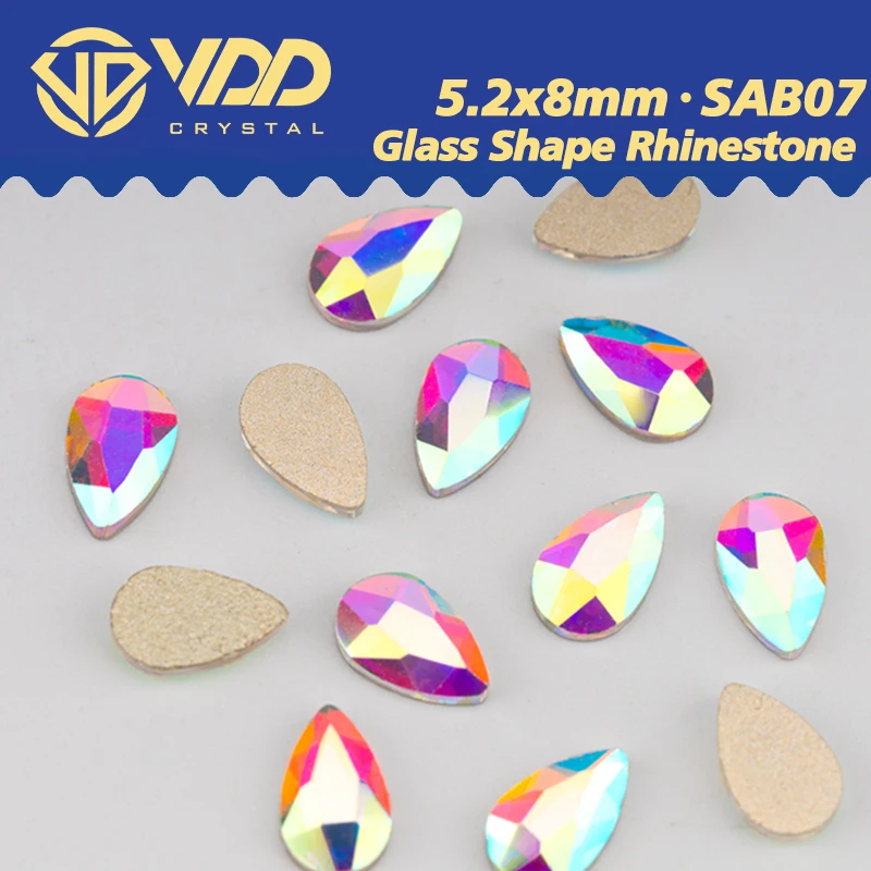 

VDD 5,2x8 мм 100/500/1440 шт., стеклянная форма, кристалл AB, зеркальный камень, оптовая продажа, DIY аксессуары для дизайна ногтей SAB07