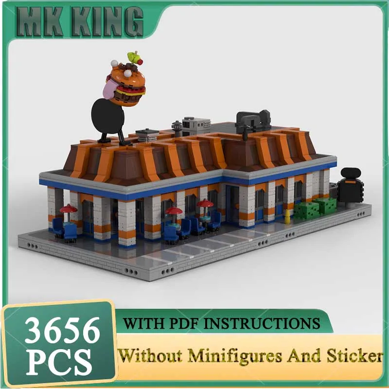 Street View Modello Moc Mattoni da costruzione Burger Ristorante Modello Tecnologia Blocchi modulari Regali Giocattoli di Natale Set fai da te Assemblaggio