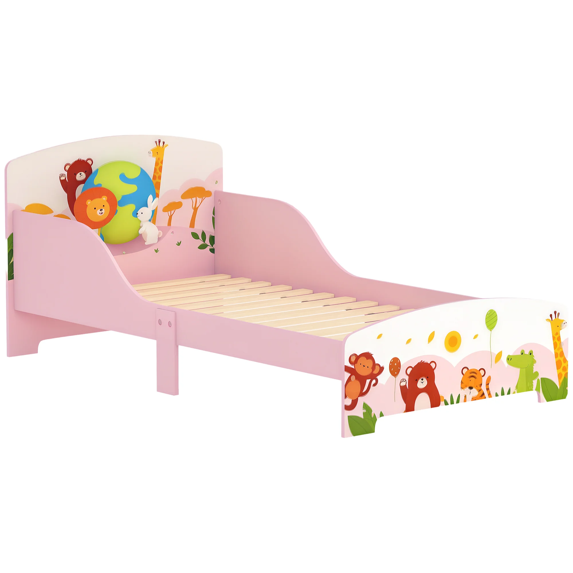 Cama infantil AIYAPLAY, cama infantil para suelo, diseño de animales, 140x70 cm con paneles protectores laterales superiores y somier de láminas