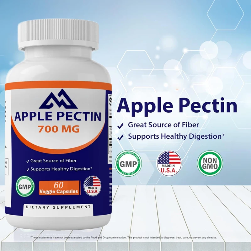 Vitamin, Apple Pectin 700mg, 60 capsules, vegetarian capsules, dietary fiber promotes intestinal health