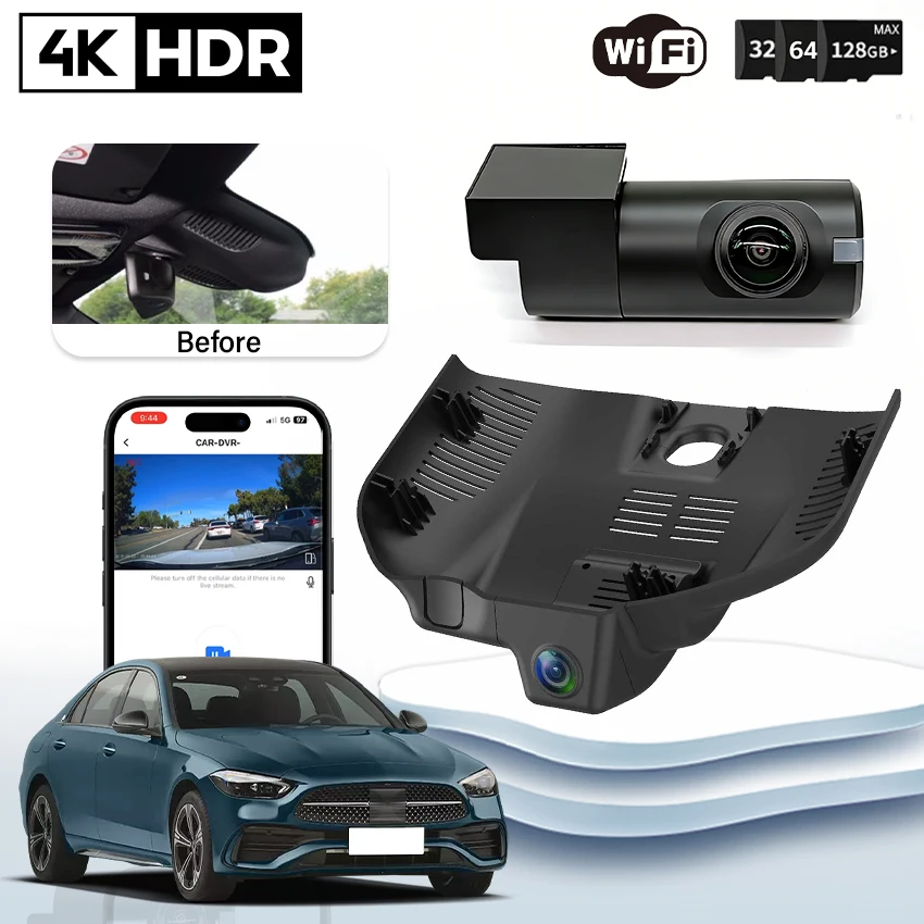 

Plug and play UHD 4K 2160P Camera For Mercedes-Benz C Class W206 S206 C200 C300 2022 2023 Dash Cam Video Recorder Car Dvr