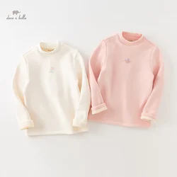 Dave Bella 2023 New Autumn Winter Girl's T-Shirt Children Tops Casual Fashion Sweet Lovely Pullover Plush Undershirt DK4237596