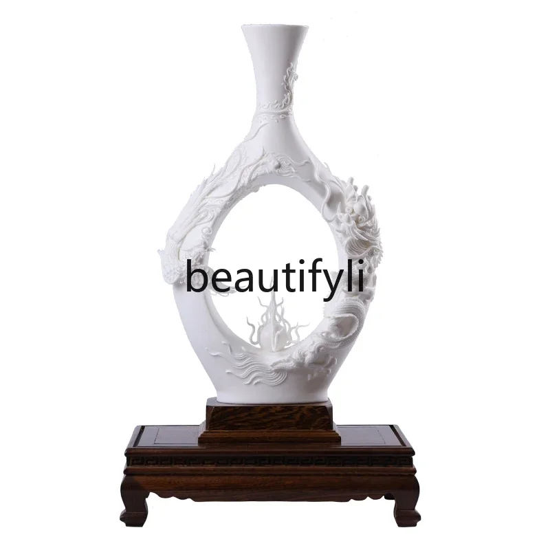 Dehua white porcelain high-grade suet jade porcelain bottle art jewelry ornament