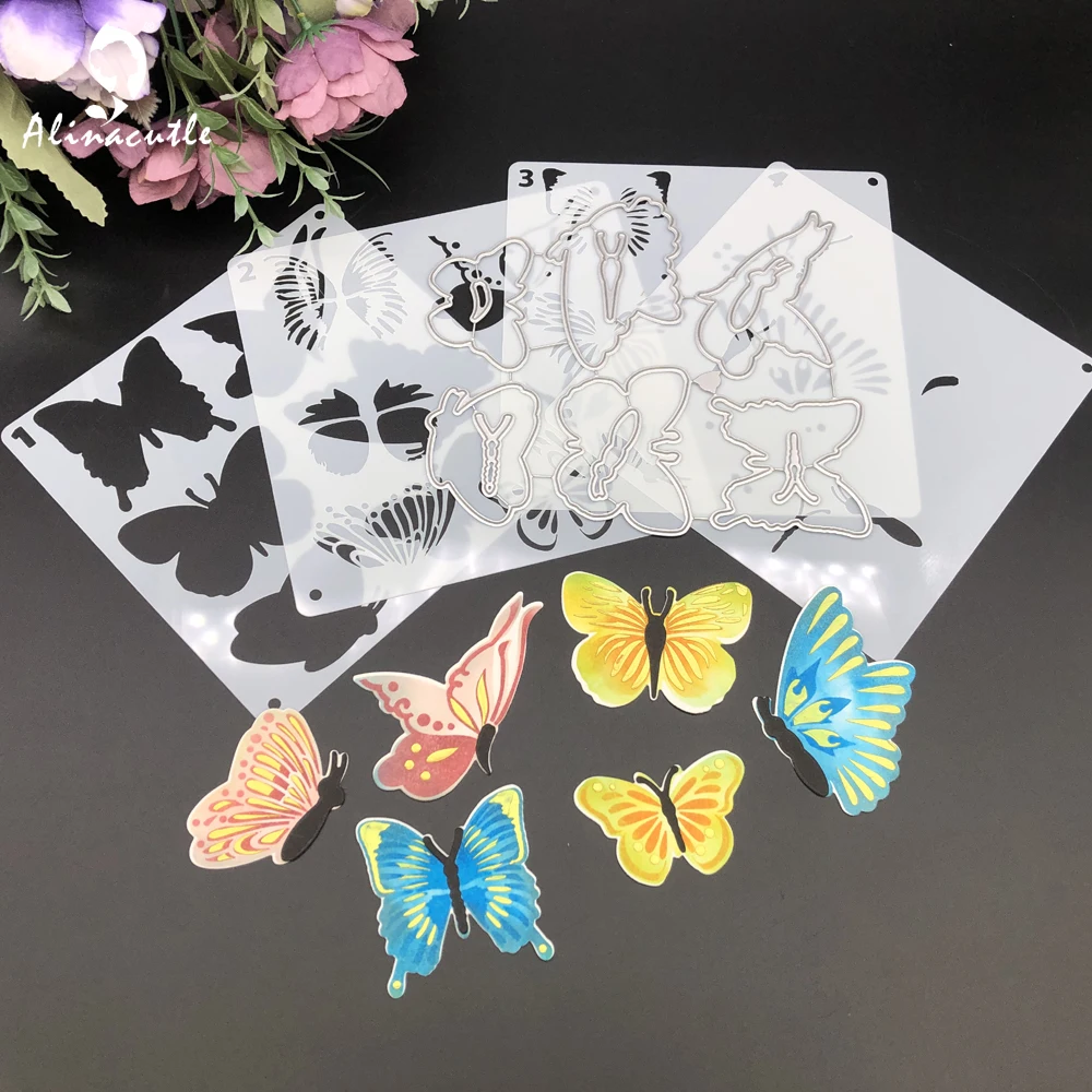 

Alinacutle Layered Butterfly Stencils with Metal Cutting Dies Cut Paper Craft Card Template Scrapbooing Handmade Craft Cut Dies