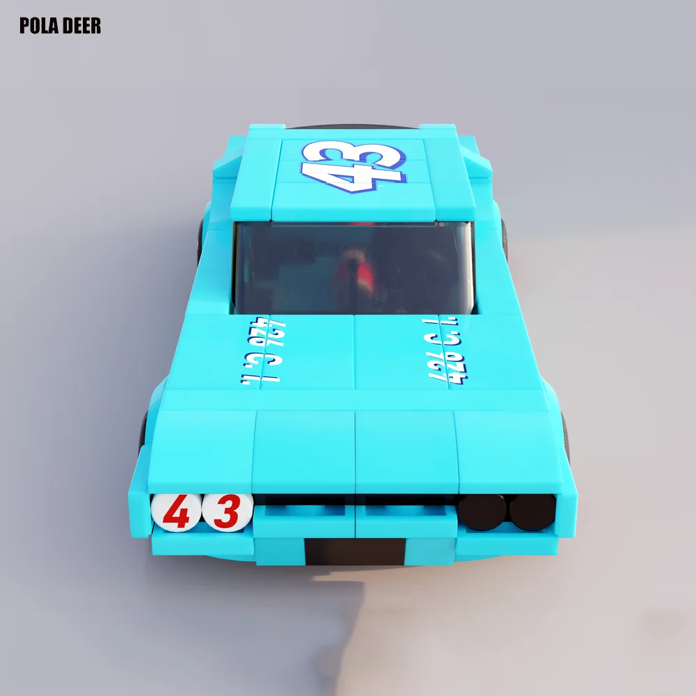 283PCS MOC Speed Champions 1971 Plymouth Road Runner Richard Petty Building Blocks DIY Assembled Model Toy Brick Birthday Gifts