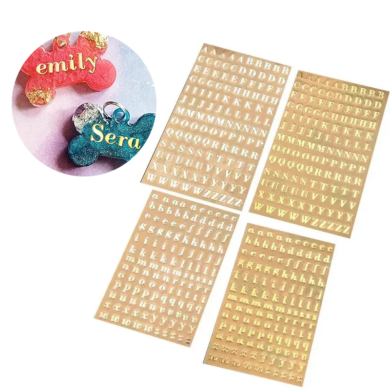 2Pcs Metal Color 26 Mini Alphabet Decor Stickers Gold Silver Epoxy Resin Filler For DIY Silicone Molds Craft Making Fillings