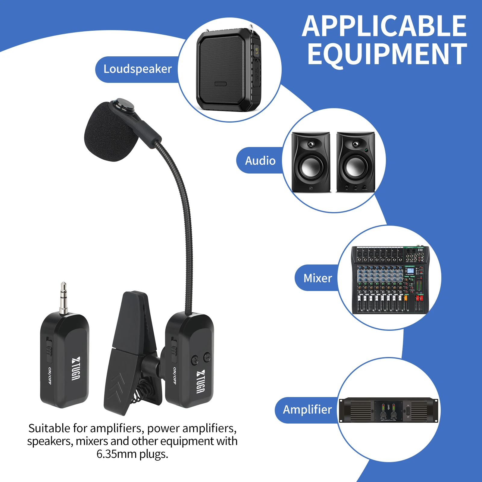 Sepuluh item TLF Xtuga KX721 Mikrofon Saksofon Nirkabel Penerima Tanpa Kabel Klip Alat Musik UHF Mic Pola Polar Kardioid