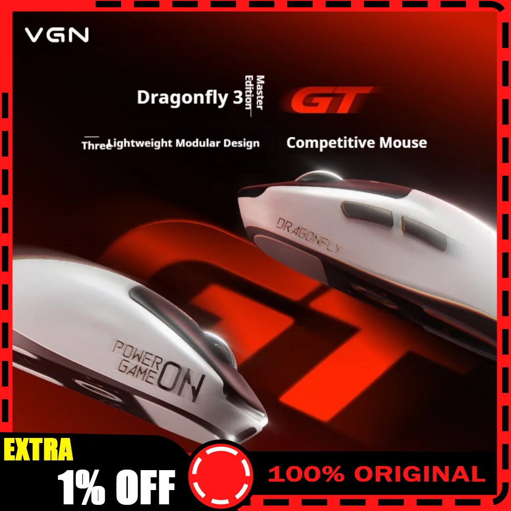 VGN Dragonfly 3 Master GT Mouse PAW3955 Extreme Lightweight Tri-mode Dual 8K Polling Rate 500mAh Long Battery Life Gaming Mouse