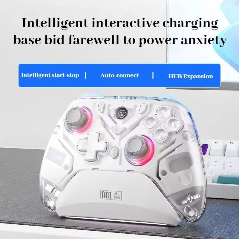Controller di gioco Aolion K10 con dock di ricarica Gamepad wireless RGB effetto Hall Joystick Trigger per Nintend Switch/PC/telefono