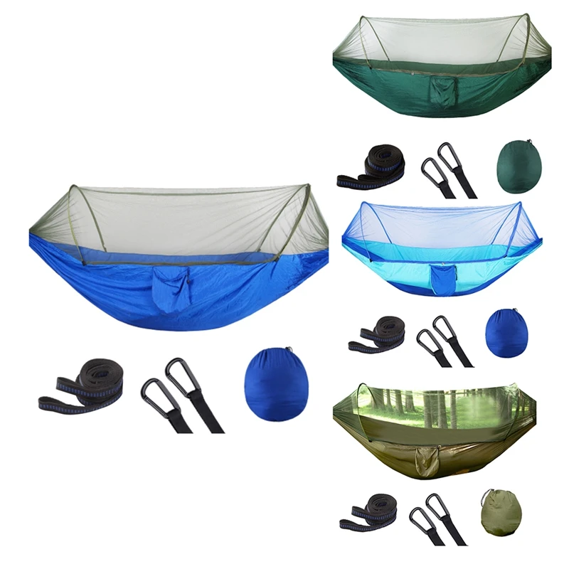 

HOT-Hammock With Anti-Mosquito Outdoor Double Nylon Parachute Cloth Camping Mosquito Hammock Control Hammock Canopy