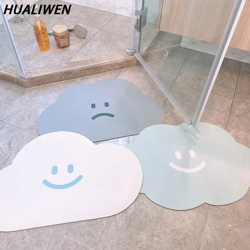 Cloud Shape Super Absorbent Bath Mat Rubber Bathroom Rug Non-slip Entrance Doormat Floor Mats Toilet Carpet Kitchen Area Rugs