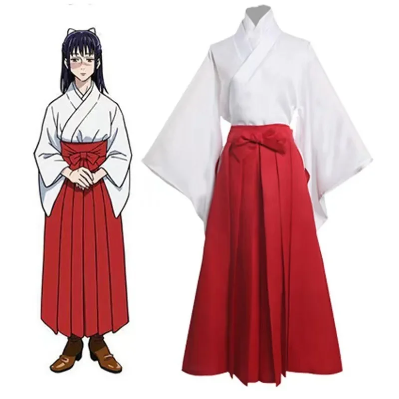 Lori Utahime Costume Anime Jujutsu Kaisen Cosplay Red White Long Dress Full Set Women Halloween Party Role Play Outfit Girls