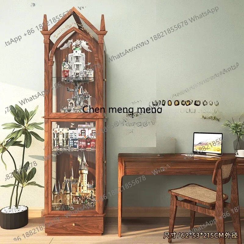 

Display box Dust cabinet 76391 Solid wood display cabinet building block storage