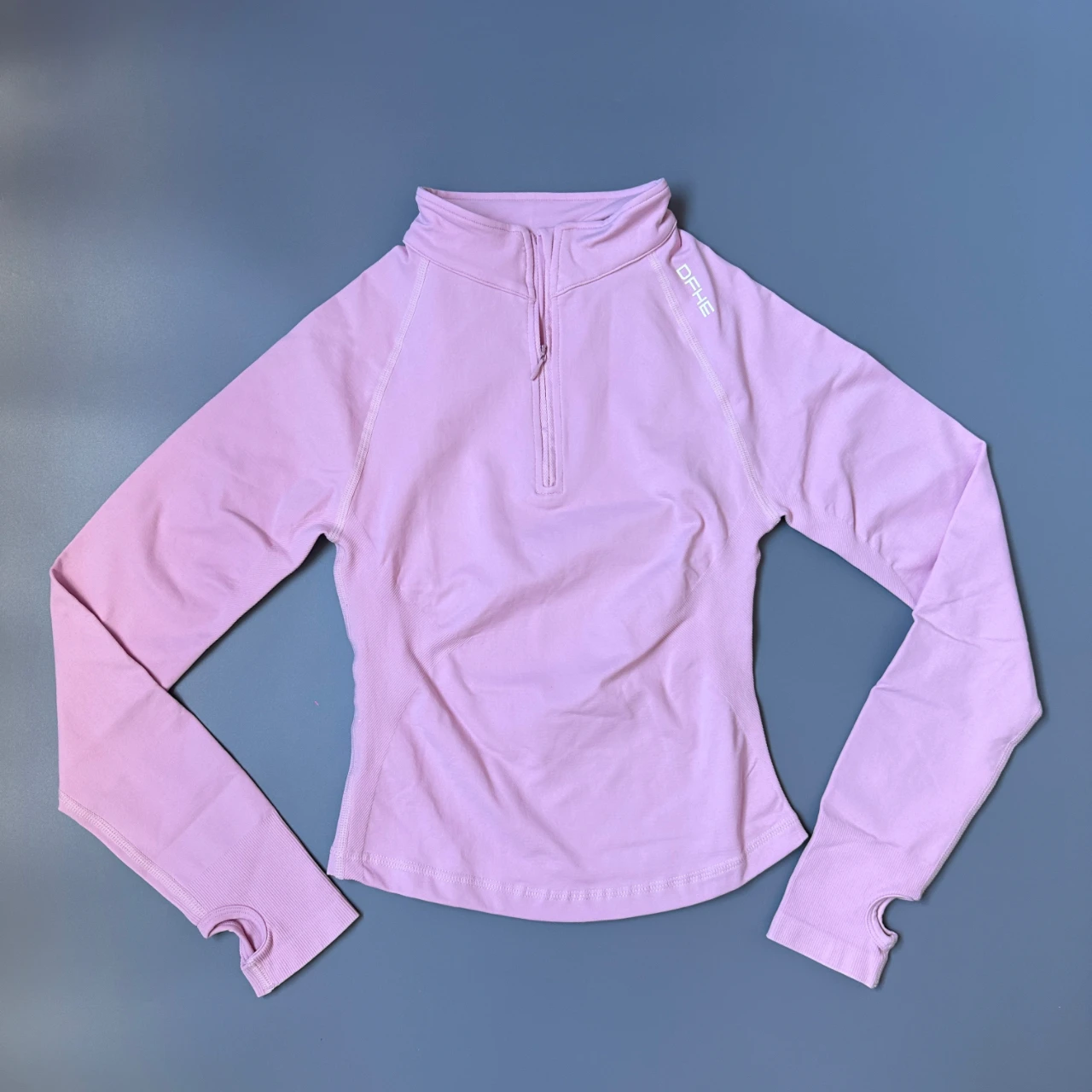 DF Impact Women's Elastic Half Zipper Sports Top Thumbhole Design Quick Drying Long Sleeve Shirt, Suitable for Fitness, Slow Run image 5