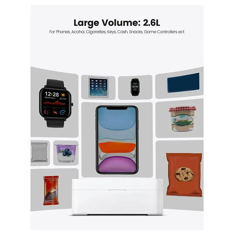 

1 Set Time Lock Box Self-Control Timer Locker + Child Lock And LED Display For Phones, Snacks, Alcohol-AT30