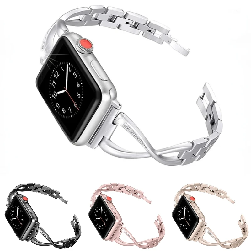 Pulseira de diamante para Apple Watch, pulseira de aço inoxidável para iWatch Ultra 10, 42mm, 46mm, 9, 8, 7, 45mm, 41mm, 6, 5, 4, SE, 44 milímetros, 40 milímetros, 49 milímetros