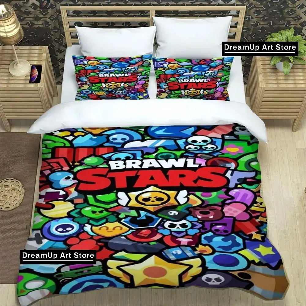 3D Print Game B-rawl Cartoon S-stars Bedding Set Boys Girls Twin Queen King Size Duvet Cover Pillowcase Bed boys Adult Bedroom