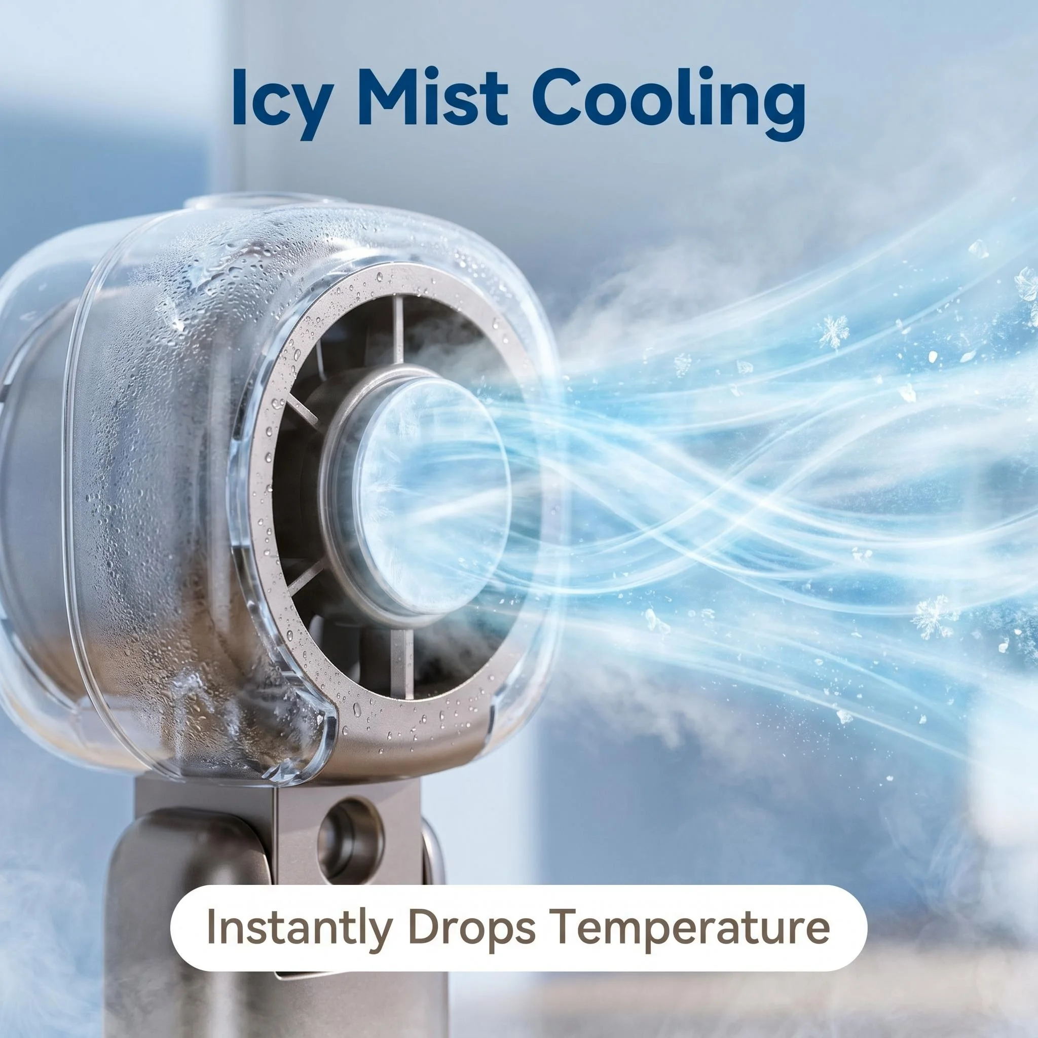 2026. Portable Electric Ice Mist Cooling Fan - Chip-Cooled, Ice-Water Compatible, High Airflow, Summer Outdoor Fan