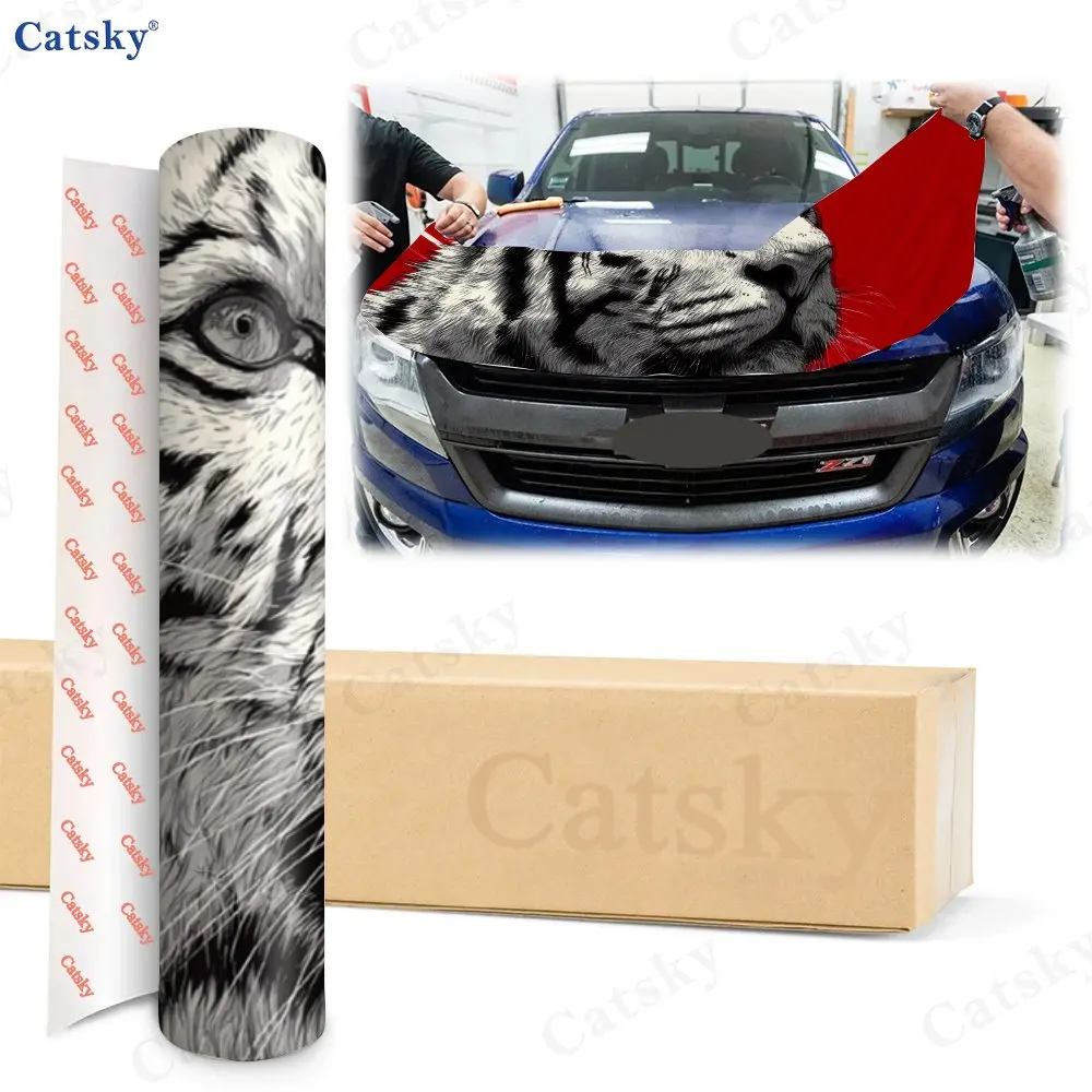 Cool Tiger King print,car hood stickers,PVC waterproof Self adhesive car hood sticker,car hood decoration protection stickers,Au