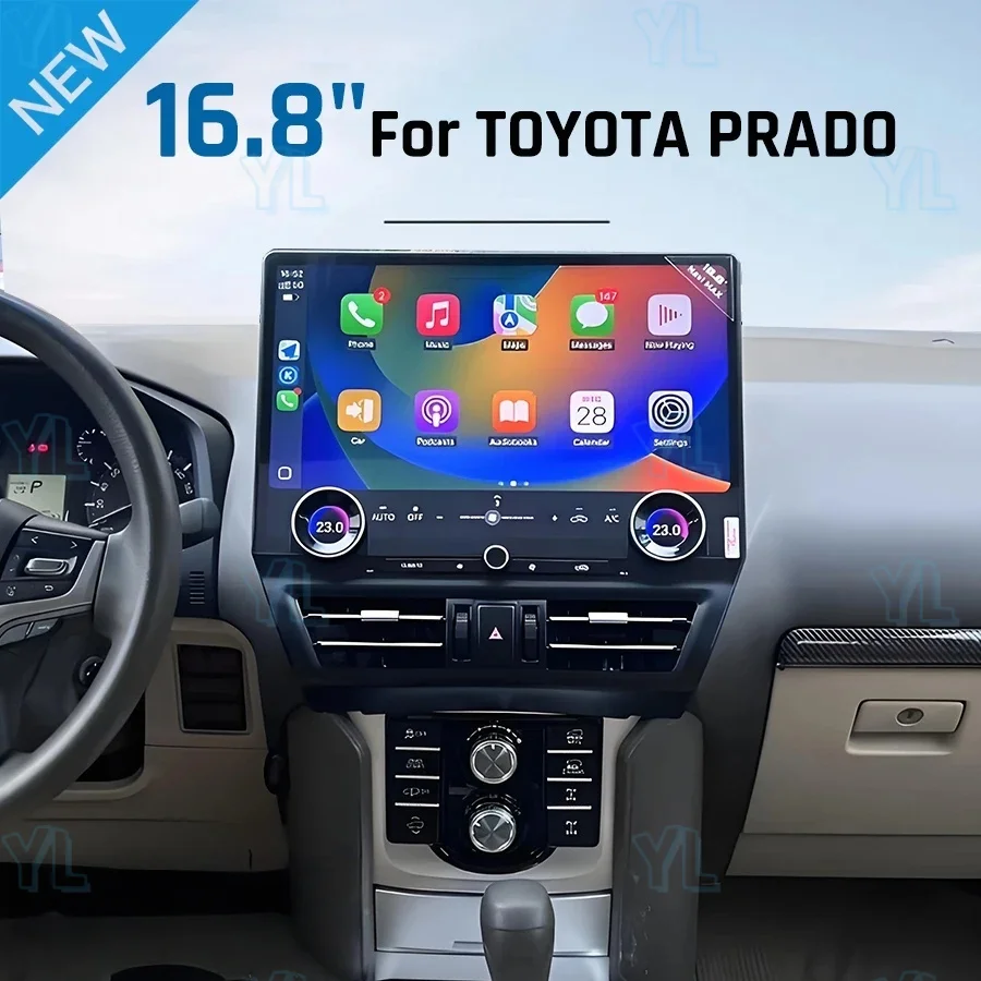 16.8 بوصة أندرويد 13 شاشة لتويوتا برادو 150 2010-2021 راديو السيارة ستيريو Carplay نظام تحديد المواقع مشغل فيديو الوسائط المتعددة DSP رئيس وحدة