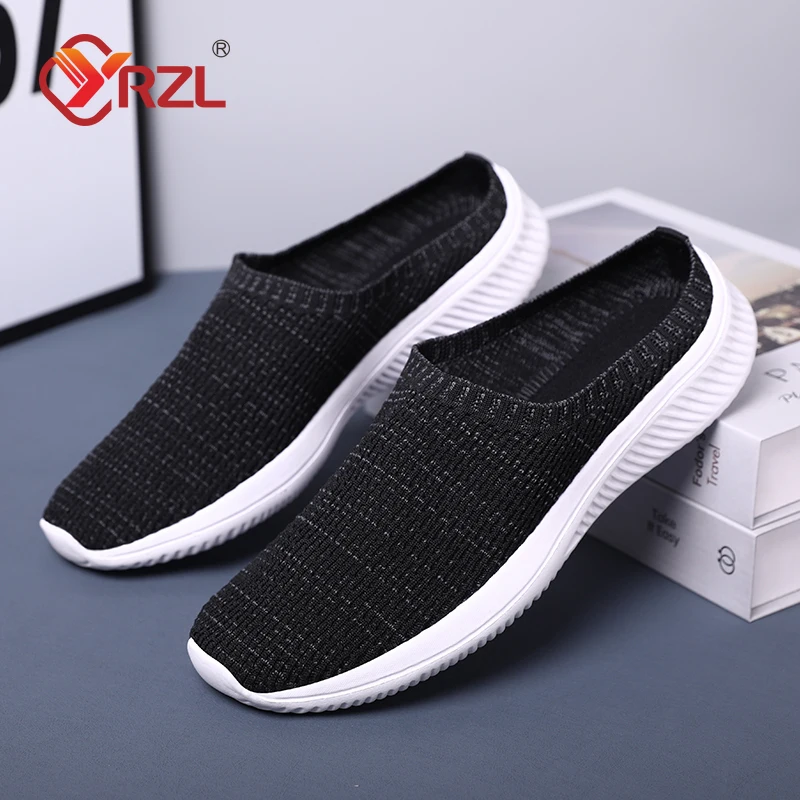 

YRZL Casual Slippers Men Summer Half Shoes Slippers Slip on Shoes Women Mesh Breathable Soft Comfortable Slippers for Men