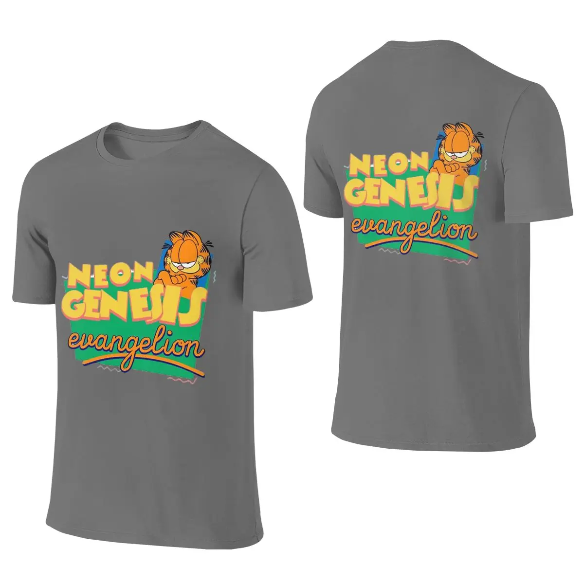 Neon Genesis Garfield Abrasion-Resistant Reversible T-shirt Korean-Style Lazy Clean Surface Tee