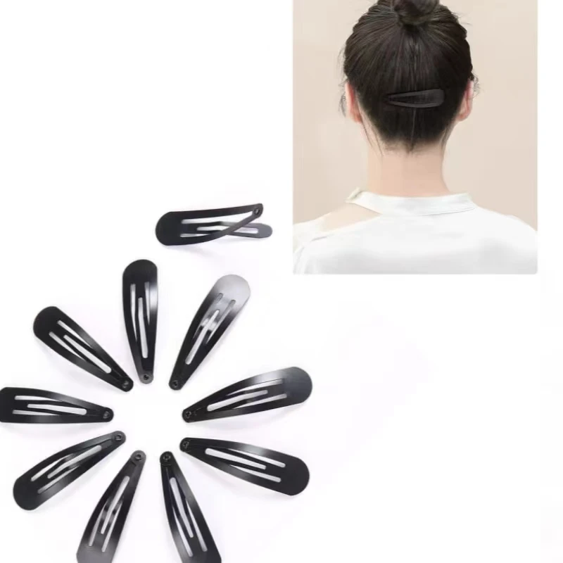 40 Pack Black 2 Inch Barrettes Women Metal Snap Hair Clips Accessories