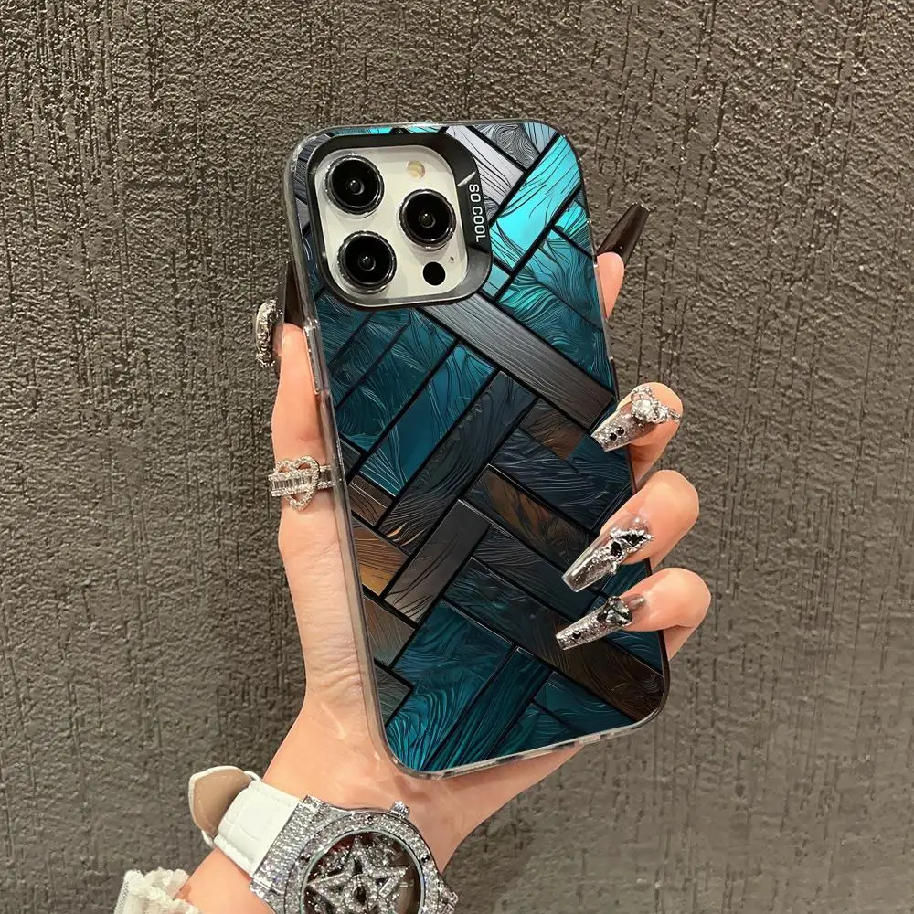 

Wooden board splicing case for iPhone 16 15 14 13 12 11 Pro/ Max/Plus shock-proof rear cover anti-fingerprint