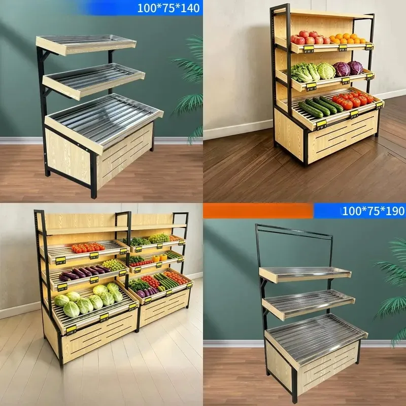 Used Stainless Steel Multi Layer Display Shelves for Agricultural Commercial Fruit Vegetable Supermarket Store