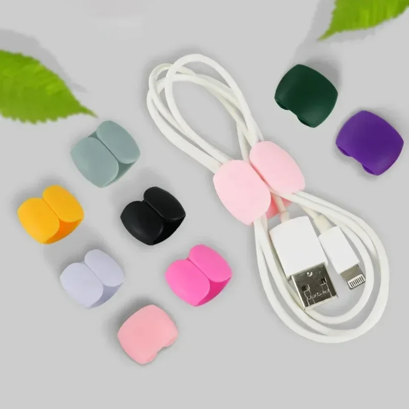 4pcs Cable Winder Fashion Simple Round Clip USB Charger Holder Desk Tidy Organiser Wire Cord Lead for Desktop Cable Fixed