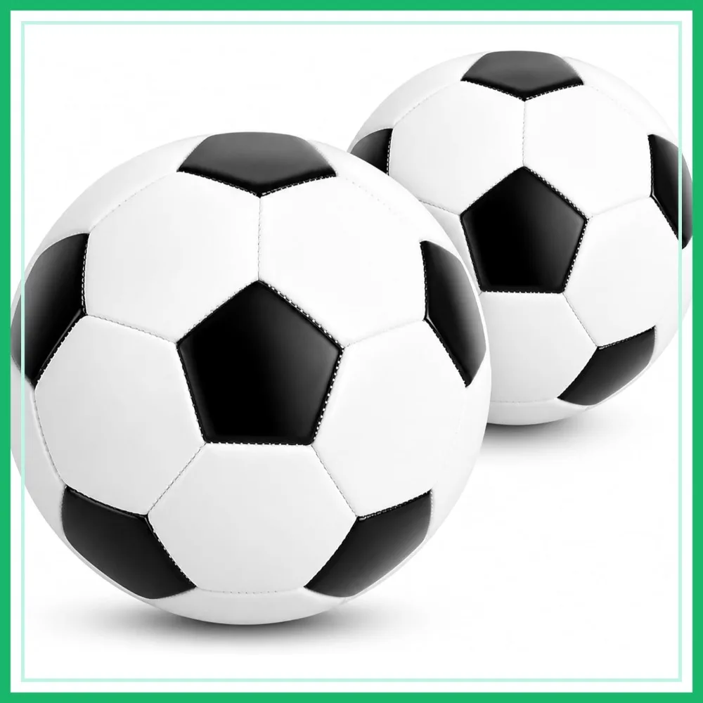 

Soccer Ball Size 5 4 3 2 with Pump Deflated 2 Pack Indoor Outdoor Training Black White