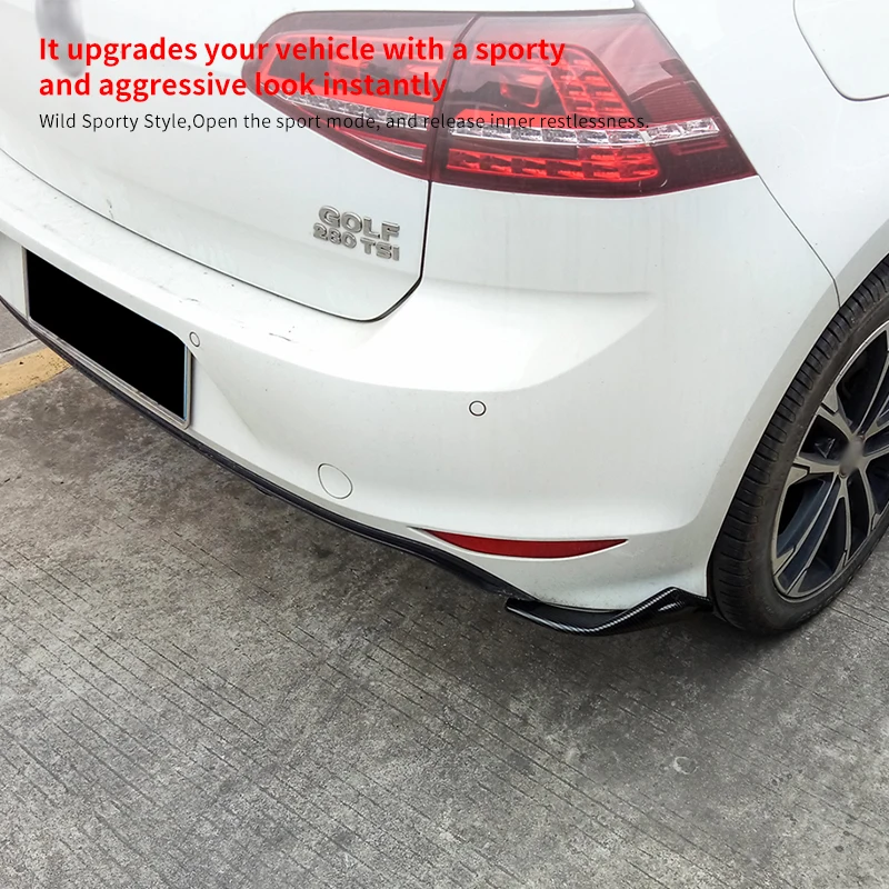 For Golf MK7 8 2014-2023 2020 Car Rear Bumper Splitters Aprons Trunk Lip Spoiler Canard Wing Diffuser Wrap Angle Protector ABS