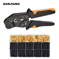 SN-48B Hand Crimping Plier 453 U-Terminal Lug Wire Butt Joint Cold Connectors Crimper Tool,Heat Shrinkable Tube 0.3-1.5mm²