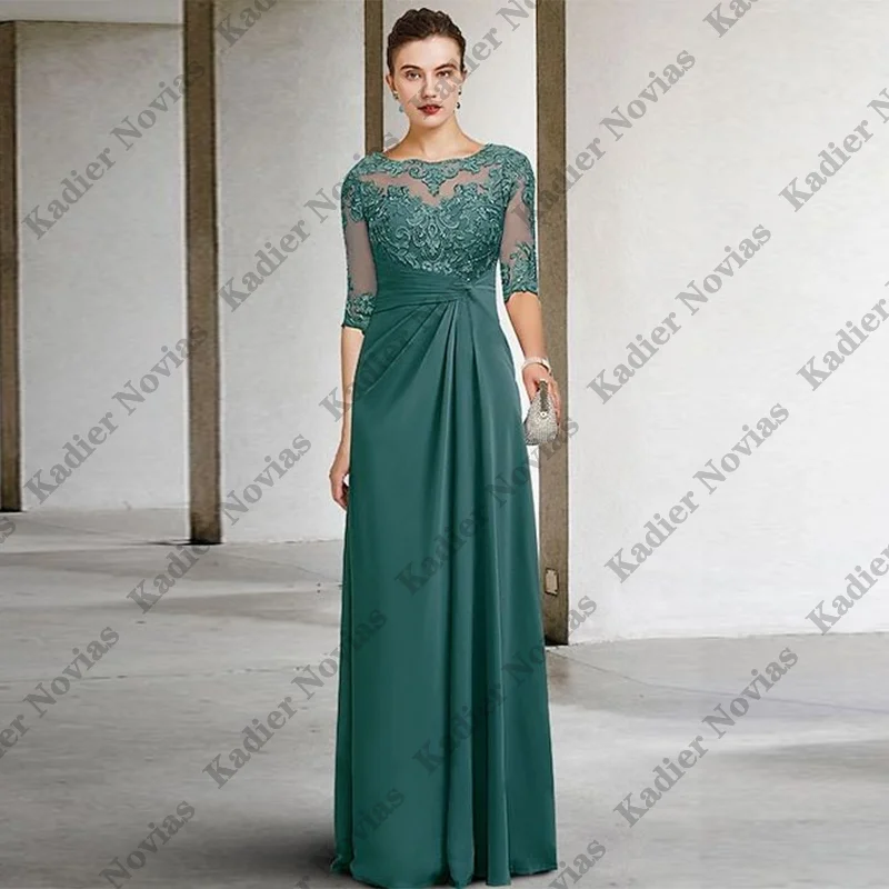 

Dark Green Mother of the Bride Dresses with Half Sleeves Robes invitee Mariage Customized Dress Woman Elegant Party Wedding