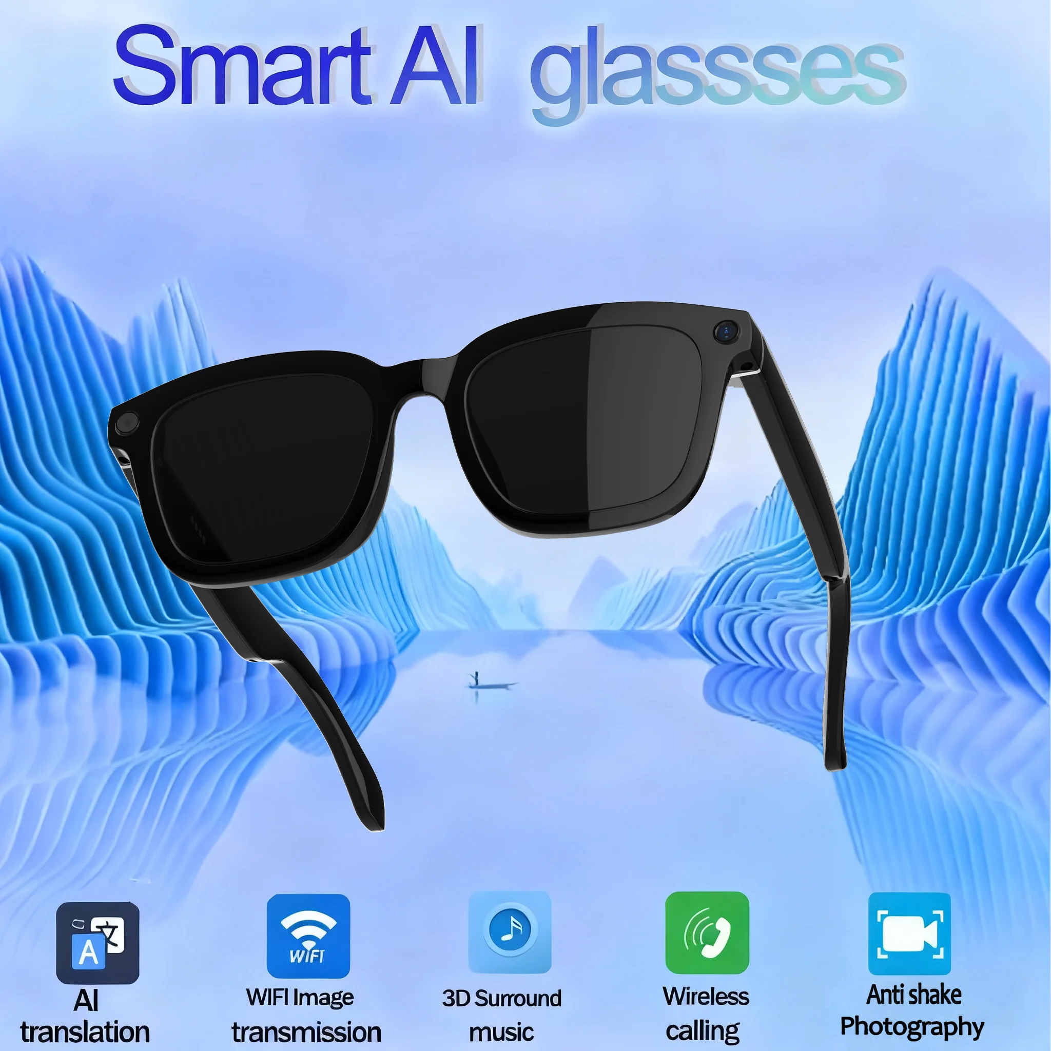 

Умные очки 2026 AI с HD-камерой 500 МП, стабилизацией изображения, записью видео и фото, переводом, Bluetooth-звонками и музыкой для мужчин и женщин