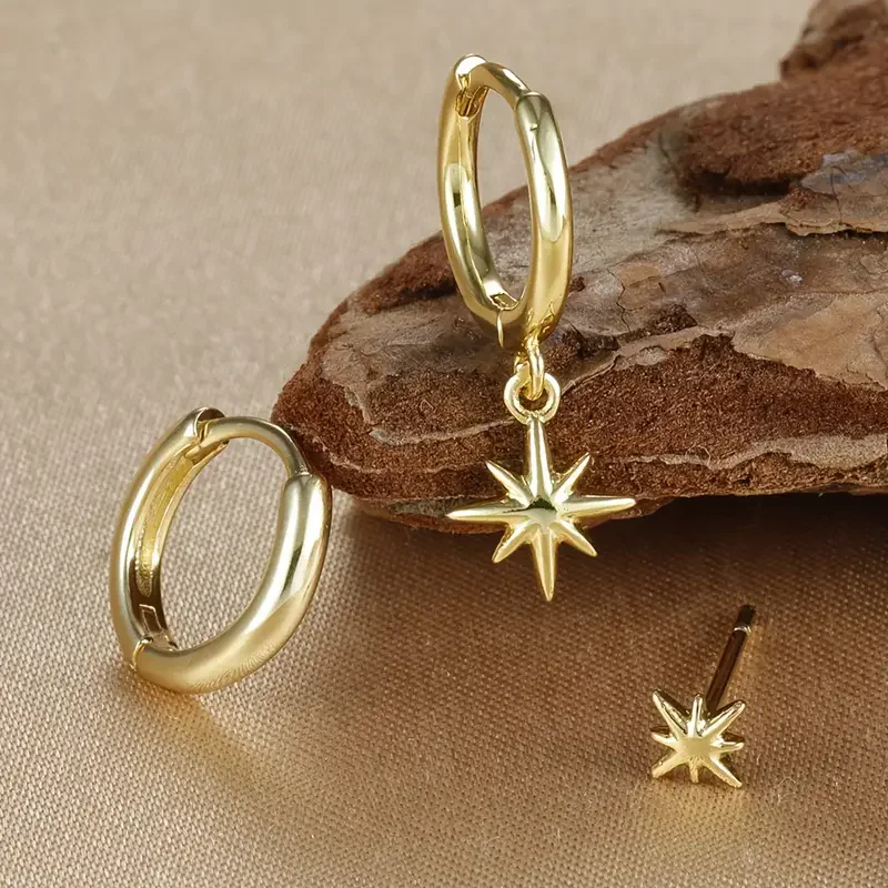 

3pcs Stainless Steel Golden Silvery Cross Star Earrings,Septum Daith Cartilage Helix Tragus Earrings Hoop Piercing Jewelry