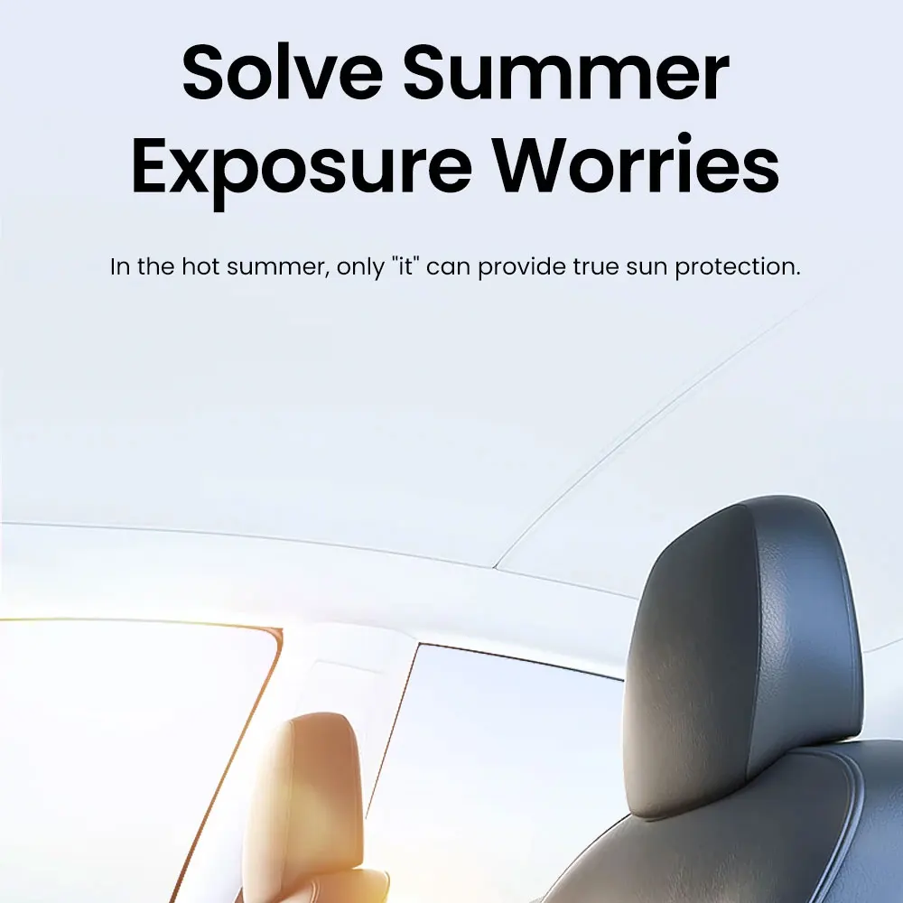Sonnenschutz für Tesla Model 3 Schiebedach Highland 2026 Model Y 2020-26 – Sonnenschutz aus Eistuch mit Schnallen für Glas, vorne und hinten, Dachfenster-Zubehör – Detail 10