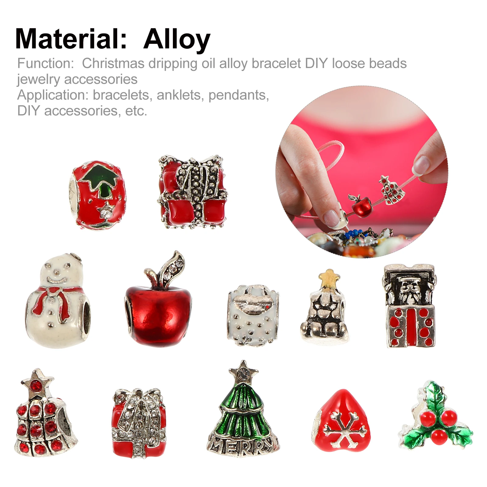 

12pcs Alloy Jewelry Bracelet Fashion Pendant DIY Accessories Earring Charm Making Necklace High Quality Non Fading Christmas